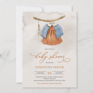Minimalist boho terracotta clothesline dress Girl Invitation