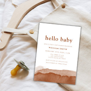 Minimalist Boho Terracotta Desert Boy Baby Shower Invitation