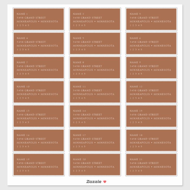 Minimalist Boho Terracotta Guest Address Labels (Sheet)
