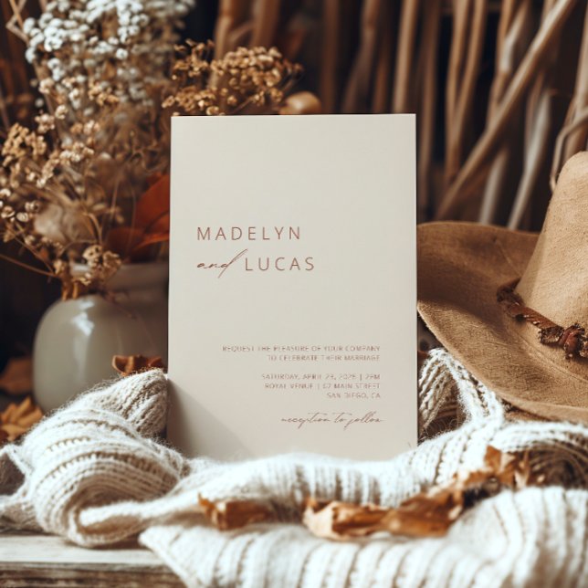 Minimalist Boho Terracotta QR Code Wedding Invitation (Creator Uploaded)