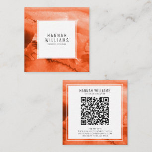 Minimalist Boho Terracotta Unique Qr Code Modern Square Business Card