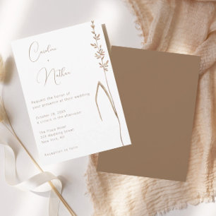Minimalist Boho Warm Terracotta & Ivory Wedding Invitation