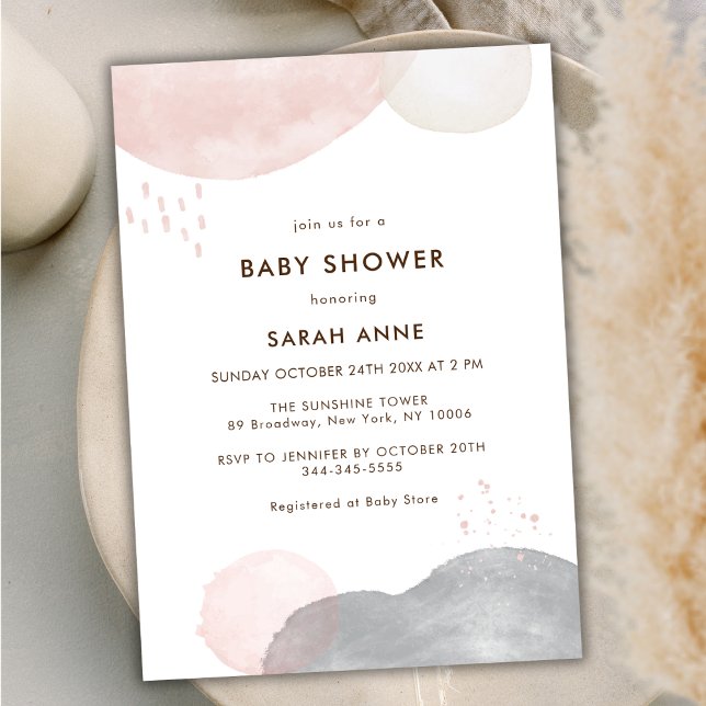 Minimalist Boho Watercolor Abstract Baby Shower Invitation (Minimalist Boho Watercolor Abstract Baby Shower Invitation)