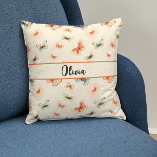 Minimalist Boho Watercolor Butterflies Cushion