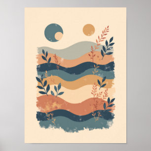 Minimalist Boho Wave Pattern Abstract Wall Art