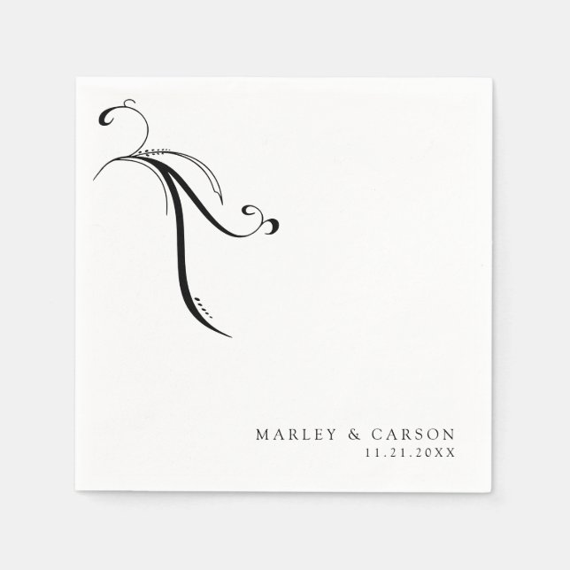 Minimalist Boho Wedding Names & Date Napkin (Front)