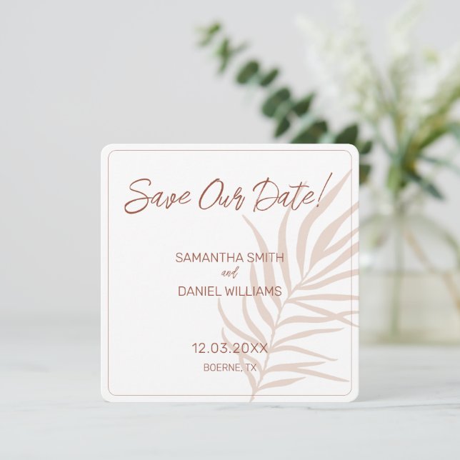 Minimalist Boho Wedding Photo Save The Date (Standing Front)