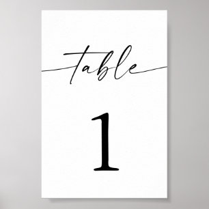 Minimalist Boho Wedding Table Numbers, 4x6"  Poster