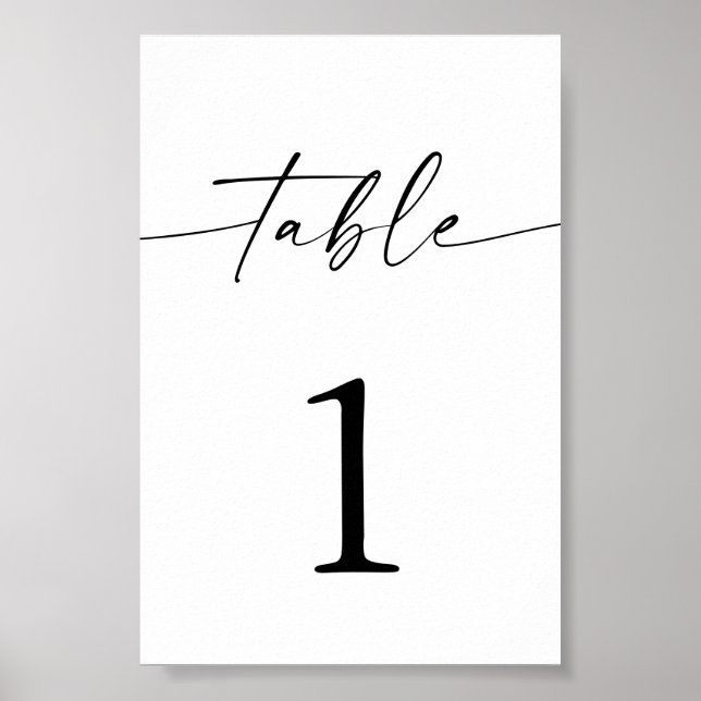 Minimalist Boho Wedding Table Numbers, 4x6"  Poster (Front)