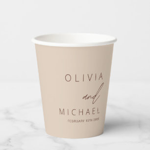 Minimalist Boho Wedding Typography Elegant Paper Cups
