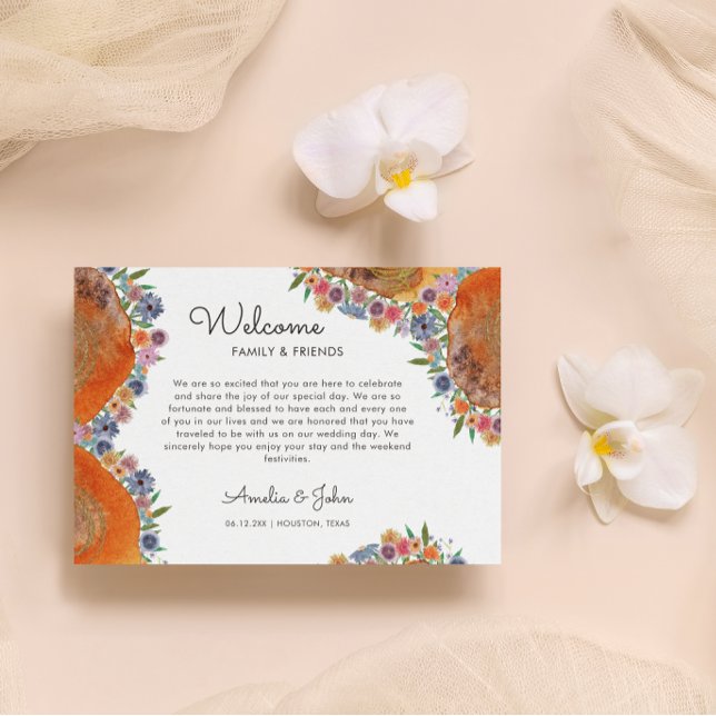 Minimalist Boho Wedding Welcome Gift Bag Basket Place Card (Front)