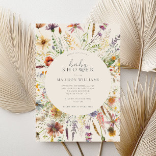 Minimalist Boho Wildflower Floral Baby Shower Invitation