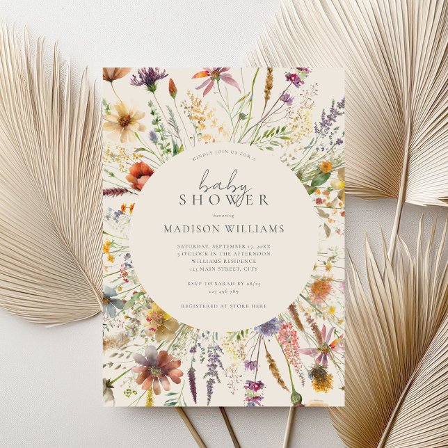 Minimalist Boho Wildflower Floral Baby Shower Invitation (Creator Uploaded)