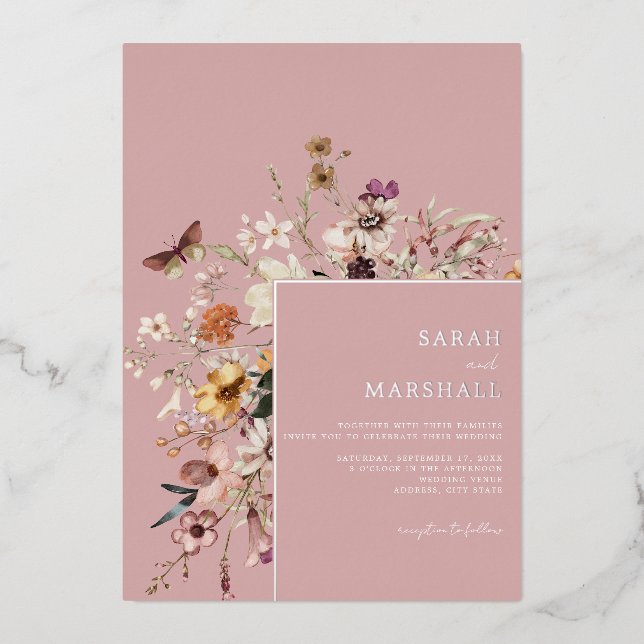 Minimalist Boho Wildflower Floral Wedding (Front)