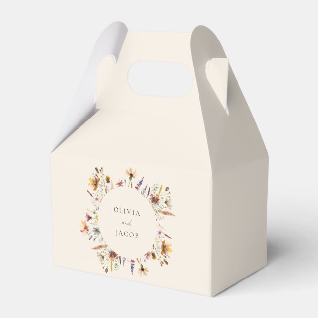 Minimalist Boho Wildflower Floral Wedding Favour Box (Front Side)