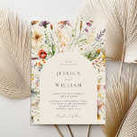 Minimalist Boho Wildflower Floral Wedding Invitation<br><div class="desc">Modern minimalist wedding invitation featuring simple design,  elegant style calligraphy and boho wildflower watercolor floral design.</div>