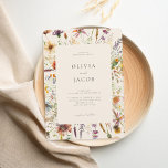 Minimalist Boho Wildflower Floral Wedding Invitation<br><div class="desc">Modern minimalist wedding invitation featuring simple design, elegant style calligraphy and boho wildflower watercolor floral design.</div>