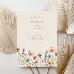 Minimalist Boho Wildflower Floral Wedding Invitation<br><div class="desc">Modern minimalist wedding invitation featuring simple design,  elegant style calligraphy and boho wildflower watercolor floral design.</div>