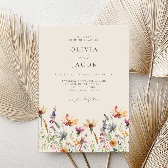Minimalist Boho Wildflower Floral Wedding Invitation (Creator Uploaded)