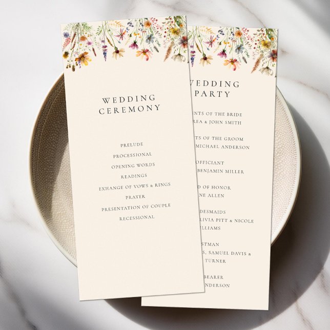 Minimalist Boho Wildflower Floral Wedding Program (Creator Uploaded)