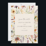 Minimalist Boho Wildflower Floral Wedding Save The Date<br><div class="desc">Floral wedding save the date featuring elegant minimalist typography design and watercolor wildflower illustration background.</div>