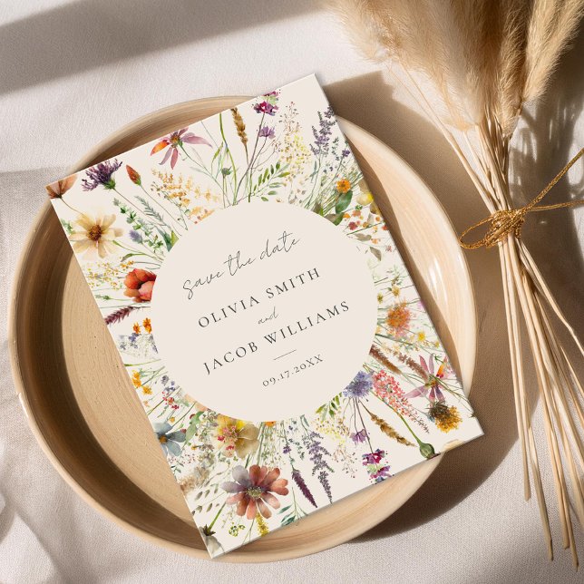Minimalist Boho Wildflower Floral Wedding Save The Date (Creator Uploaded)
