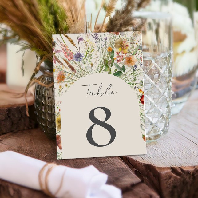 Minimalist Boho Wildflower Floral Wedding Table Number (Creator Uploaded)
