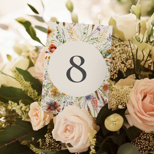 Minimalist Boho Wildflower Floral Wedding Table Number