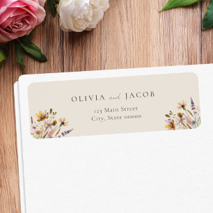 Minimalist Boho Wildflower Wedding Return Address