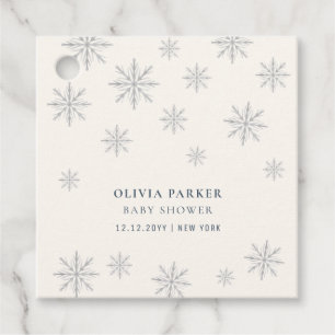 Minimalist Boho Winter Snowflake Baby Shower Favour Tags