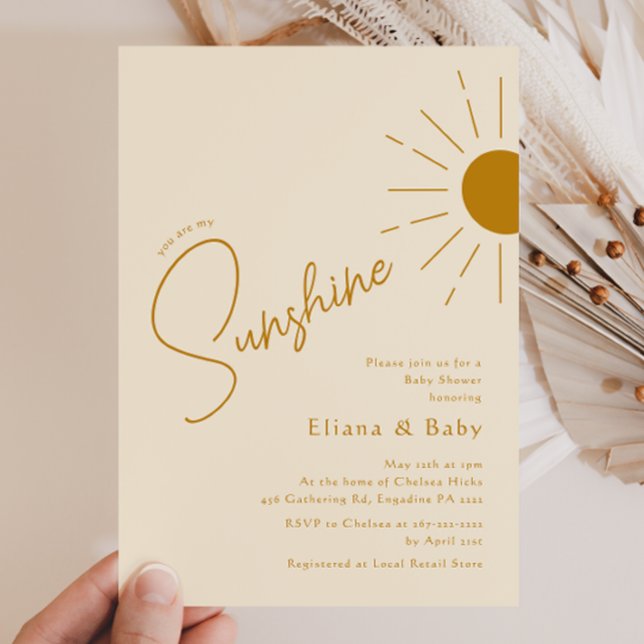 Minimalist Boho You Are My Sunshine Baby Shower Invitation (Creator Uploaded)