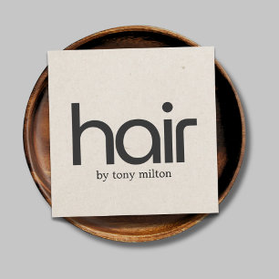 Minimalist Bold Beige Natural Black Hair Salon Square Business Card