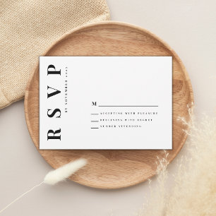 Minimalist bold black and white wedding rsvp card
