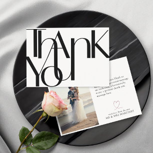 Minimalist Bold Black White Photo Thank You Card