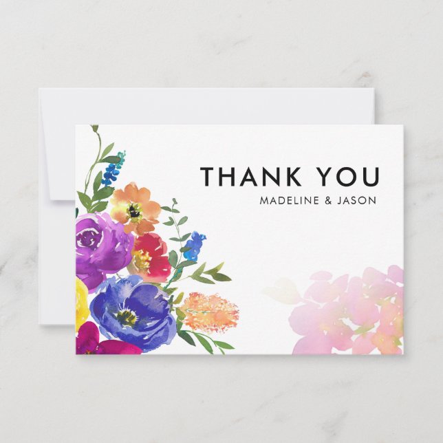 Minimalist Bold Colour Floral Wedding Card (Front)