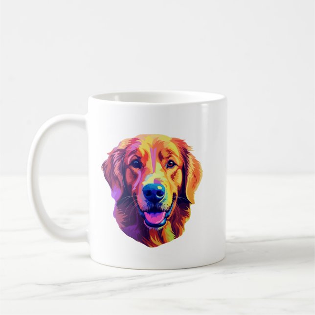 Minimalist Bold Colour Joyful Dog Vibrant Pop Art Coffee Mug (Left)