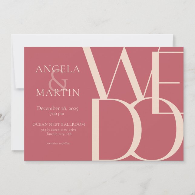 Minimalist Bold Coral Invitation (Front)