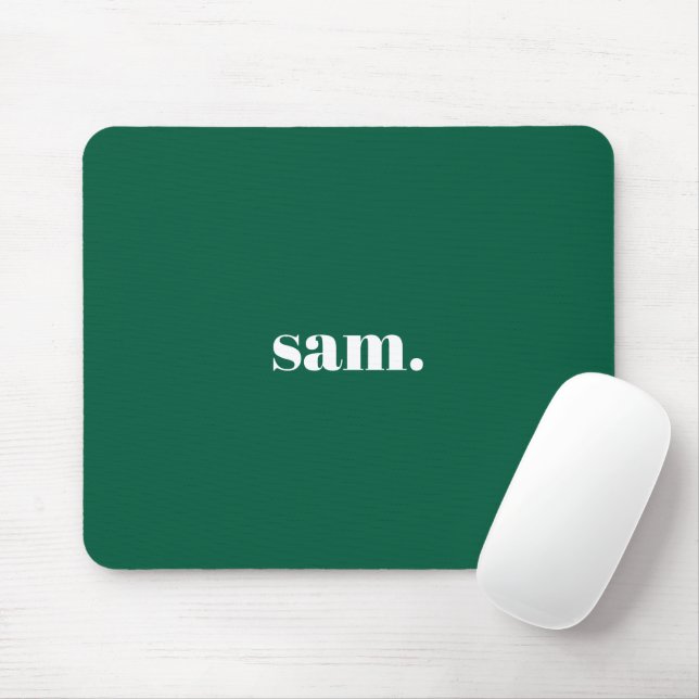 Minimalist bold custom text green mouse mat (With Mouse)