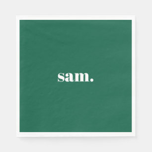 Minimalist bold custom text green napkin