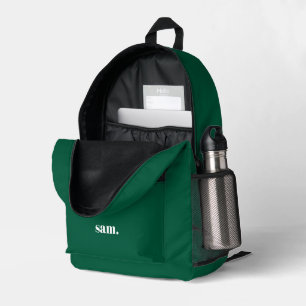 Minimalist bold custom text green printed backpack