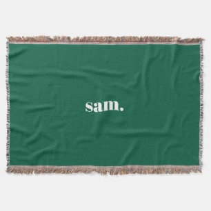 Minimalist bold custom text green throw blanket