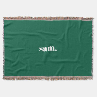 Minimalist bold custom text green throw blanket