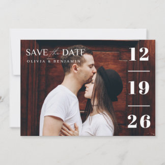 Minimalist Bold Date 1 Photo Wedding Save The Date Invitation