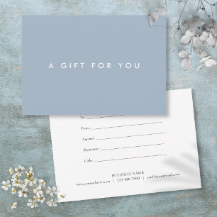 Minimalist Bold Dusty Blue Gift Certificate