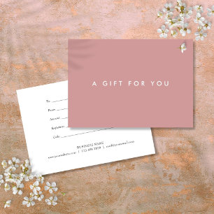 Minimalist Bold Dusty Rose Pink Gift Certificate