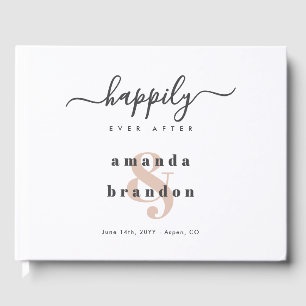 Minimalist Bold Happily Ever After Photo Wedding Guest Book