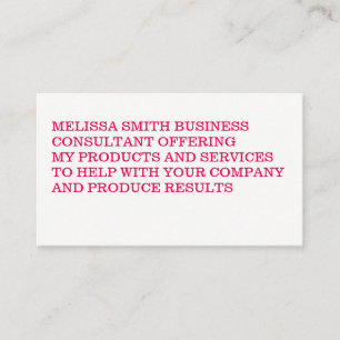 Minimalist Bold Hot Pink Serif Text Business Card