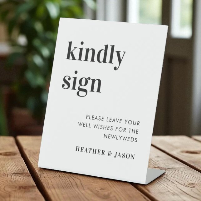 Minimalist Bold Kindly Sign Wedding Guestbook Sign (Creator Uploaded)