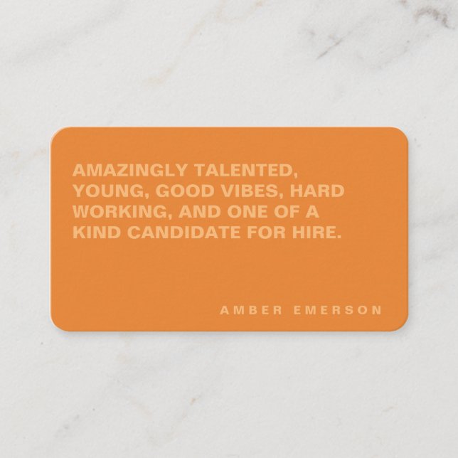 Minimalist Bold Large Quote Business Card (Front)