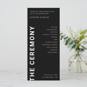 Minimalist Bold letters Black Wedding Programs Programme